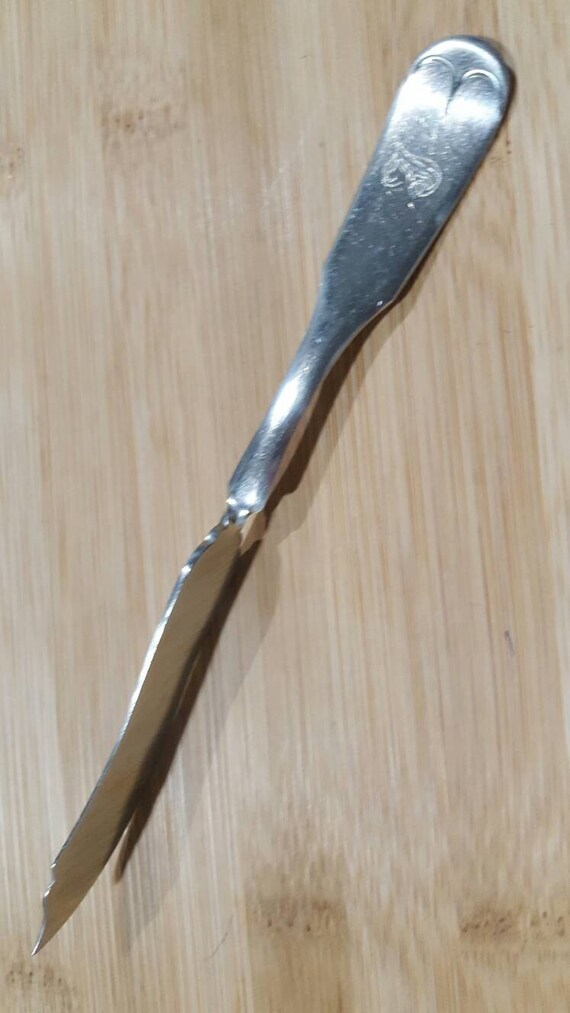 Antique BRAZIL Silver 1860 TIPPED Twisted Handle Master Butter