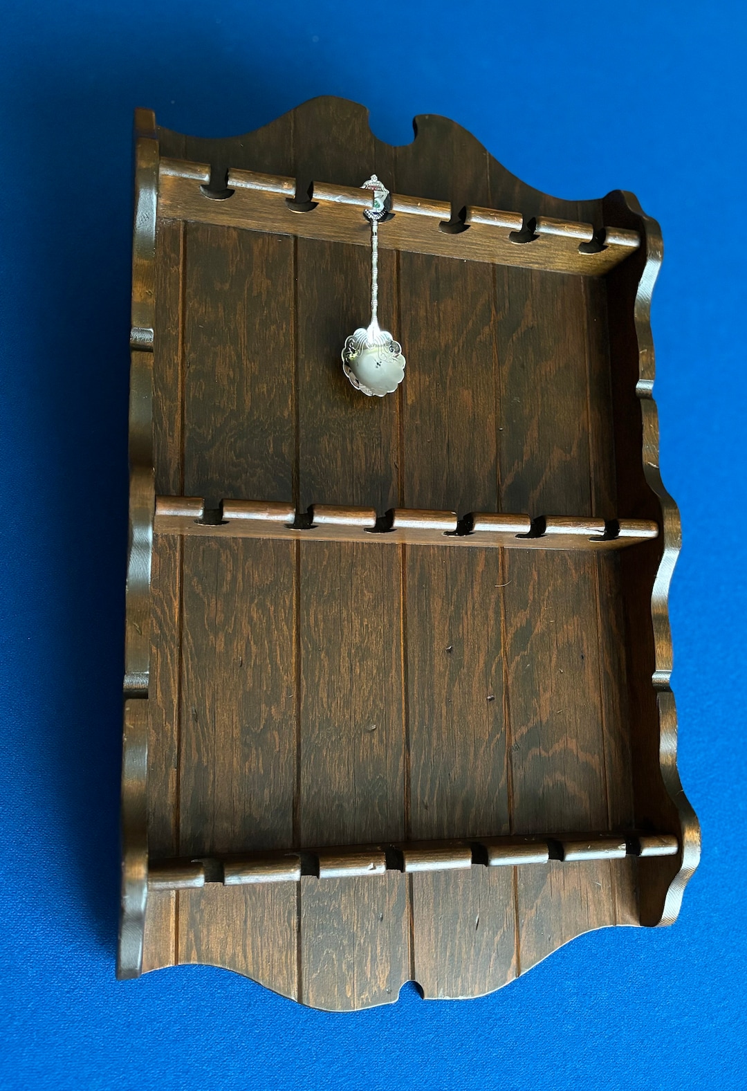 Commemorative Spoon Racks Amazing Vintage Elegant Collectible Wall Mounted Dark Walnut Wood ...
