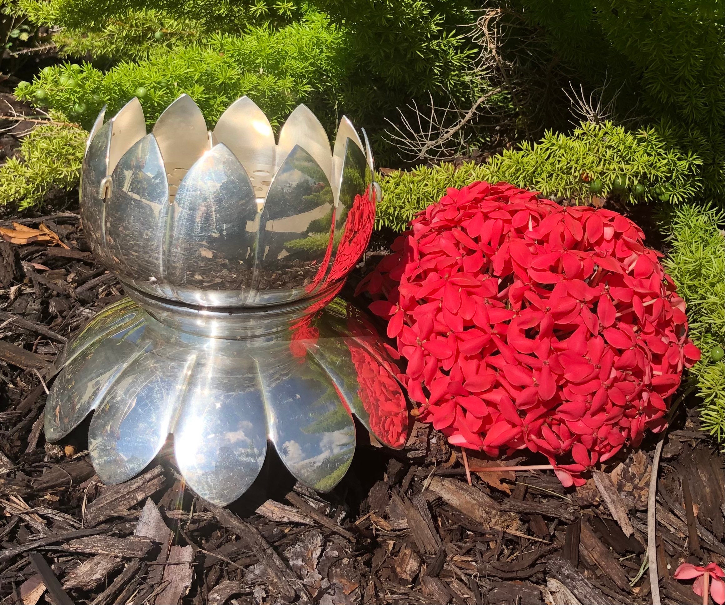 Vintage Collectible REED & BARTON Silver Lotus/water Lily 3 Pc