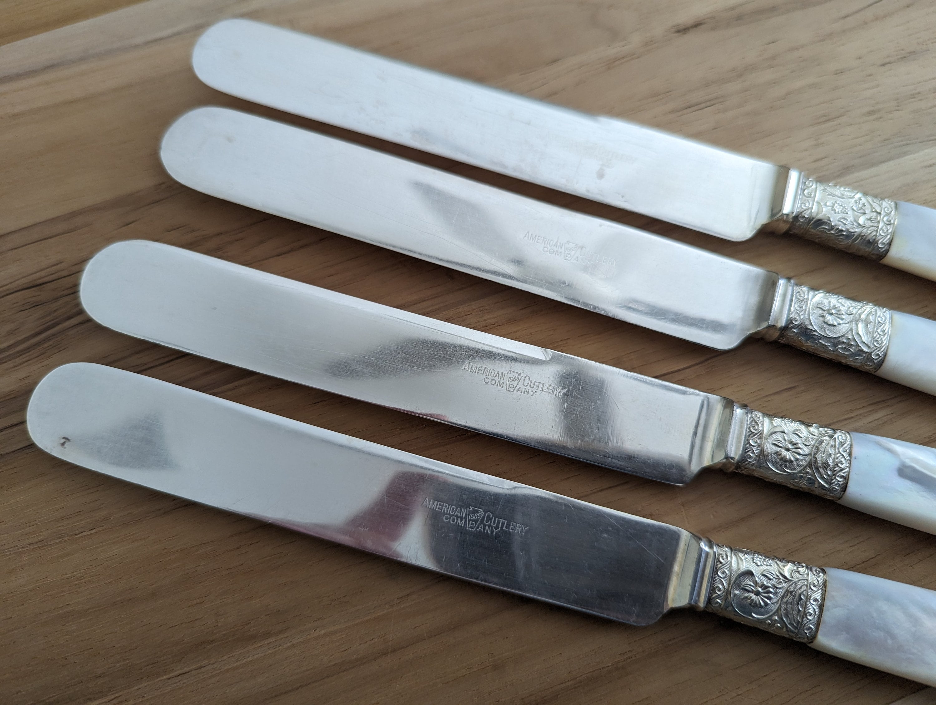 Antique American Cutlery Mother of Pearl Sterling Handle Old