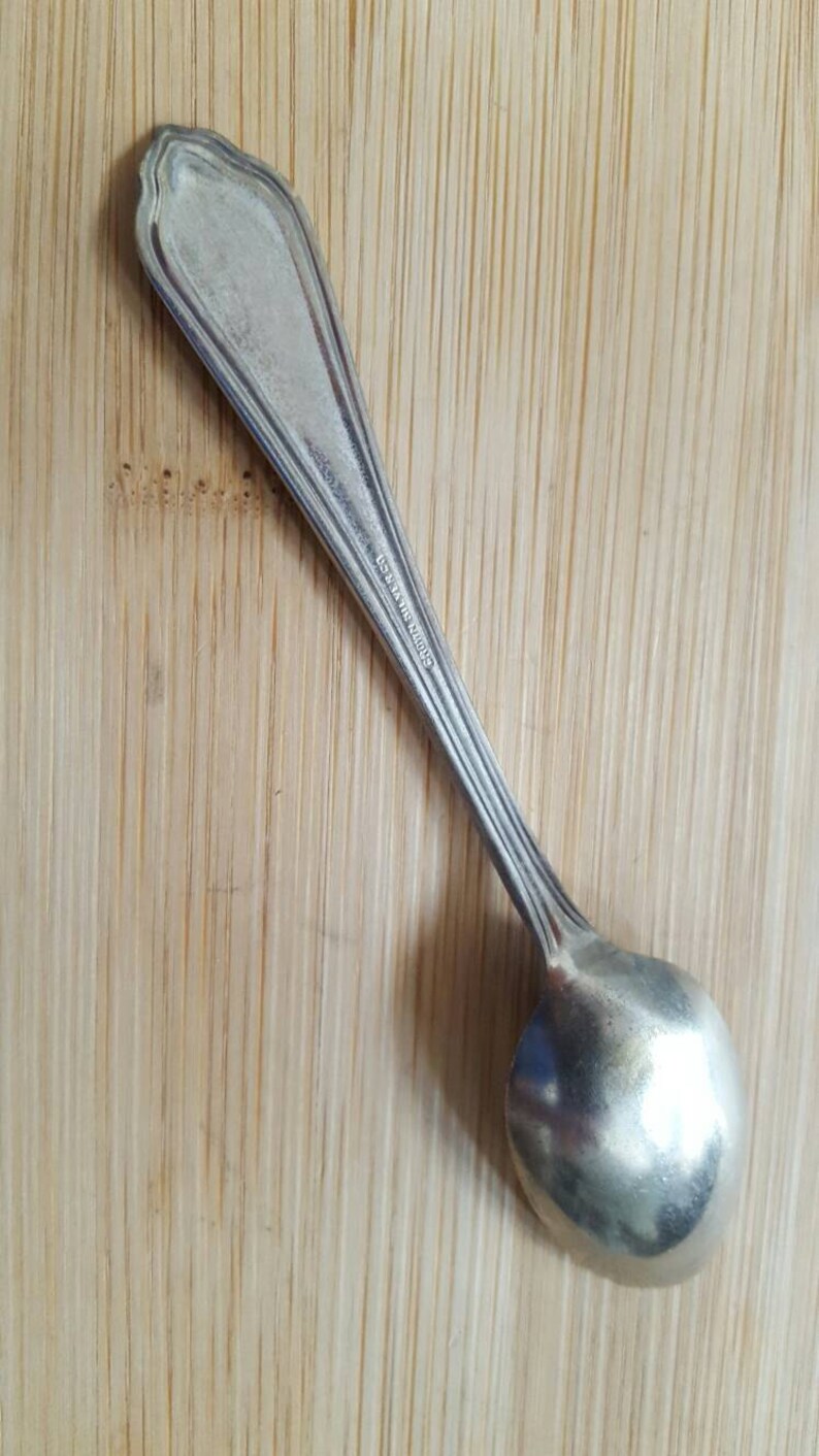 Antique CROWN Silver 1911 MarquetteLa Salle Baby Spoon 4 14