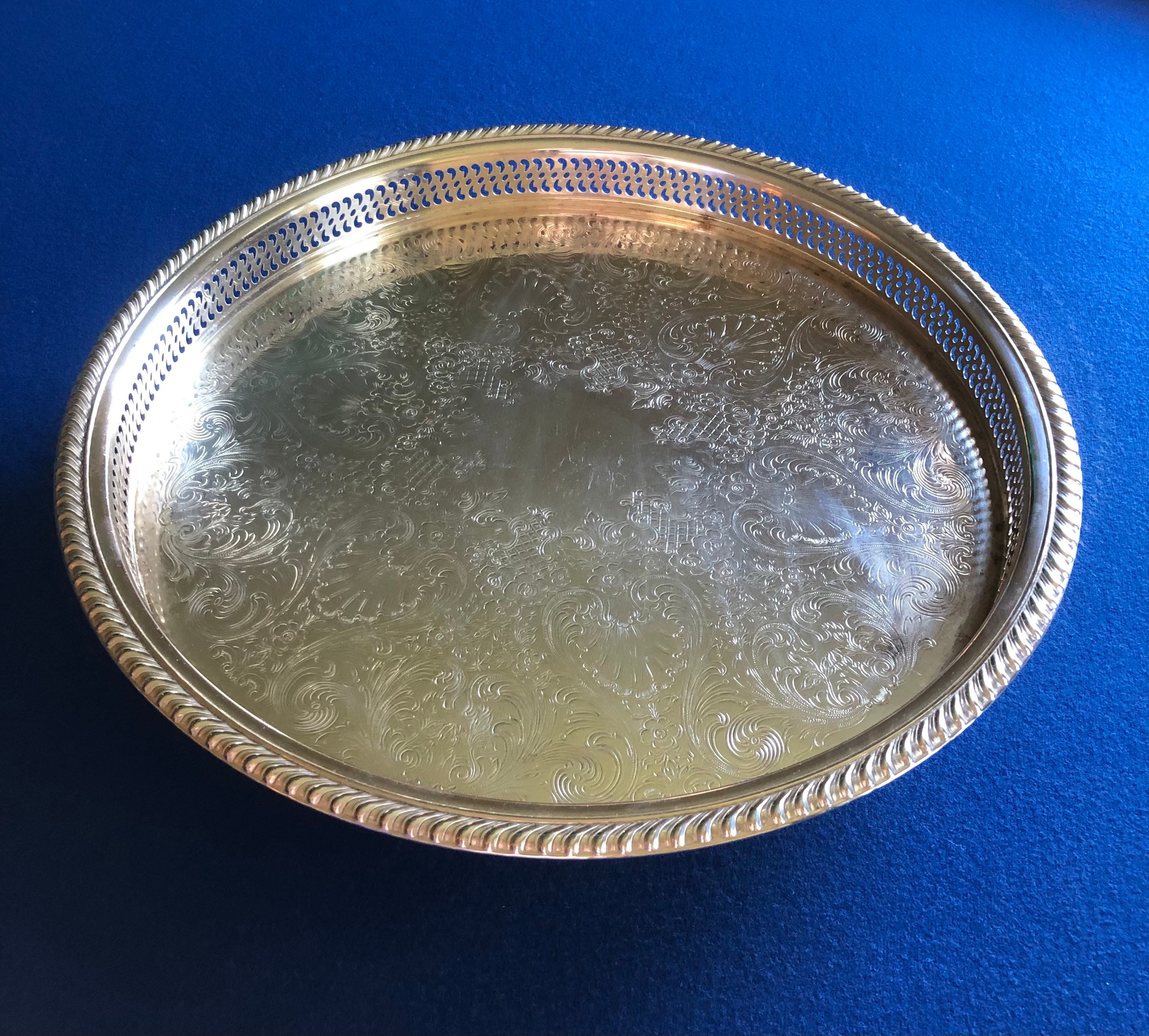 Vintage WM Rogers Silver Large Round Lazy Susan Reticulated