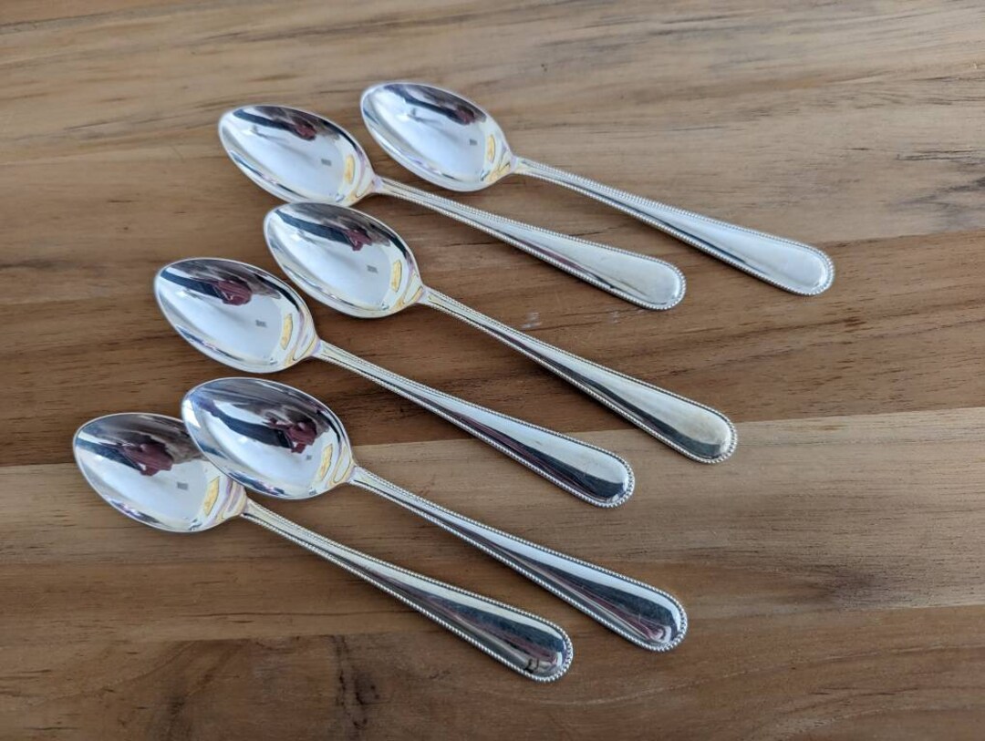 Vintage Collectible Silver Plate 1896 Beaded Teaspoon 5 3/4