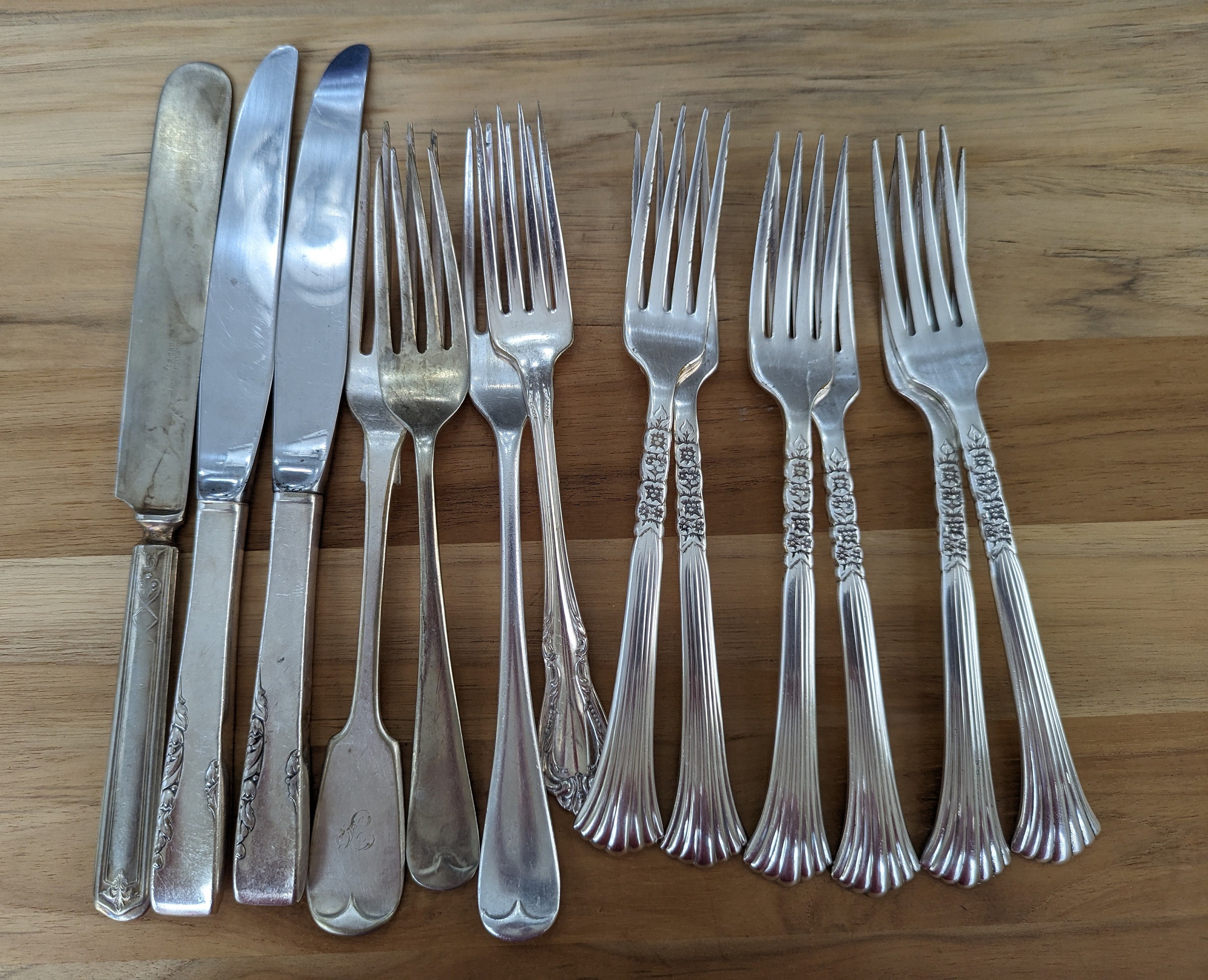 Antique/vintage Silver Plate Mixed Forks, Spoons & Knives Flatware