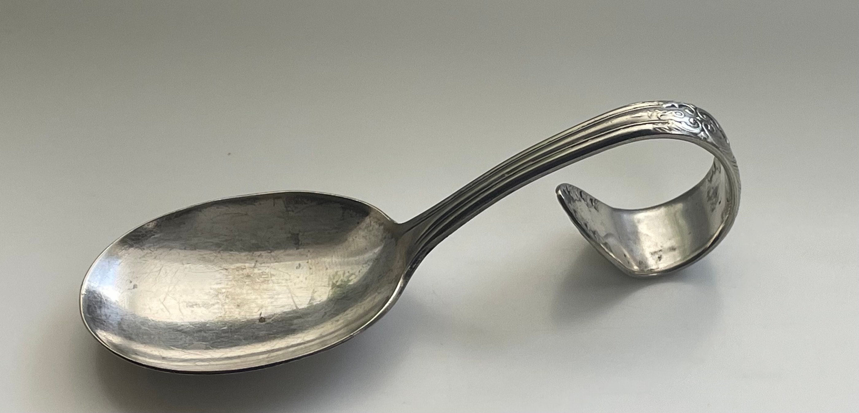 Antique National Silver 1936 KING EDWARD Curved Handle Baby Spoon
