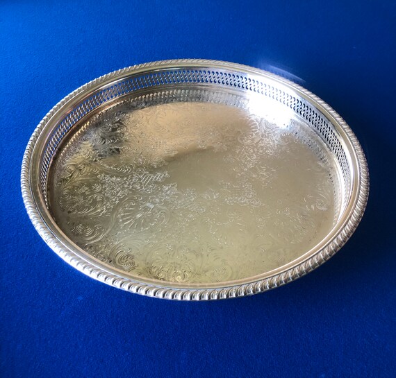 Vintage WM Rogers Silver Large Round Lazy Susan Reticulated