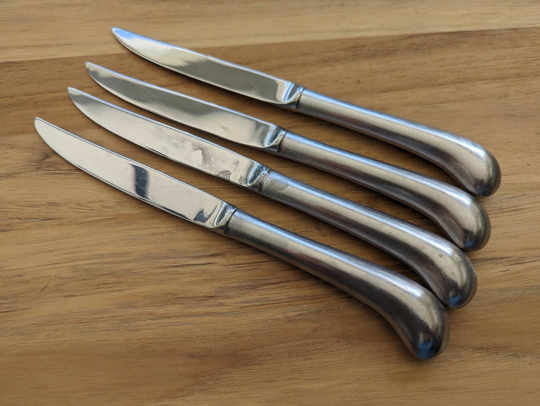 AMAZING Vintage Stainless Hollow Handle Pistol Grip Steak Dinner