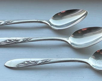 Elegant Vintage CARLTON SILVER 1957 CHERIE Demitasse Spoon 4 1/2", Set of 3