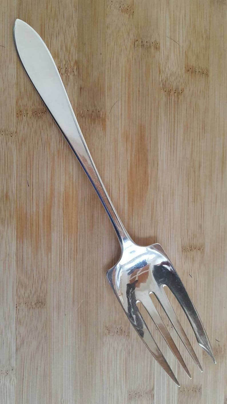 Antique Sterling Silver POINTED ANTIQUE Large BuffetCold Meat Serving Fork 10 14
