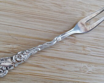 Antique Collectible NILS JOHAN Flowers & Scrolls Lemon Fork 4" Sweden, Set of 2
