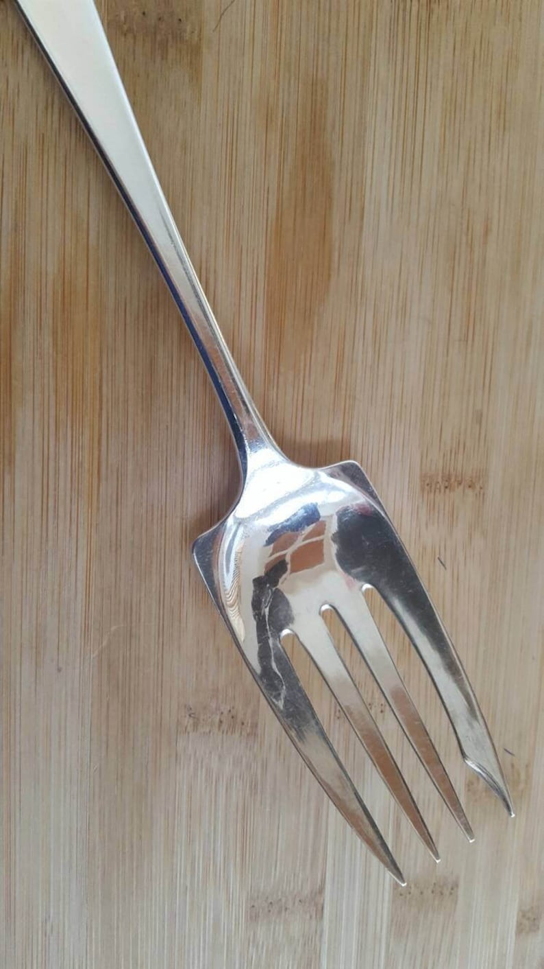 Antique Sterling Silver POINTED ANTIQUE Large BuffetCold Meat Serving Fork 10 14