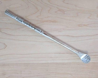Vintage Silver Plate Ornate Etched Drinking Straw Yerba Mate/Bombilla 8&quot;, Set of 2