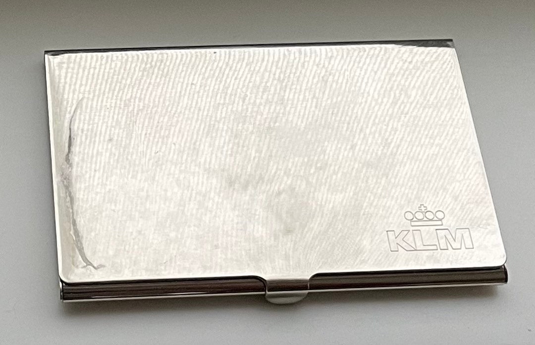 klm cigarettes RARE Vintage Collectible Novelty Silver Plate KLM AIRLINES Business Card  Holder
