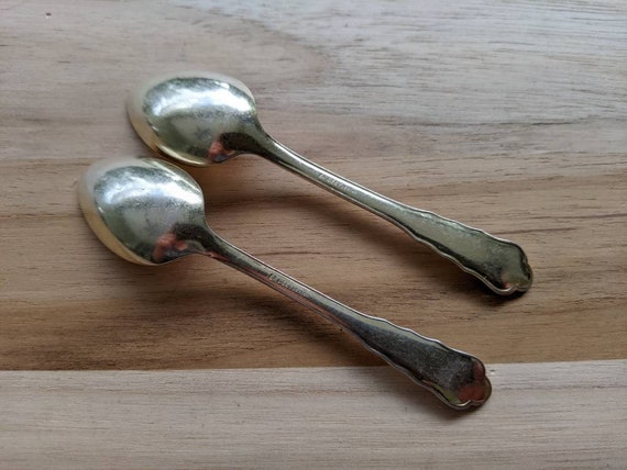 Vintage DEETJEN Cuillère à Demitasse Ornée Élégante en Argent 4 3/8, Ensemble de 2 - France