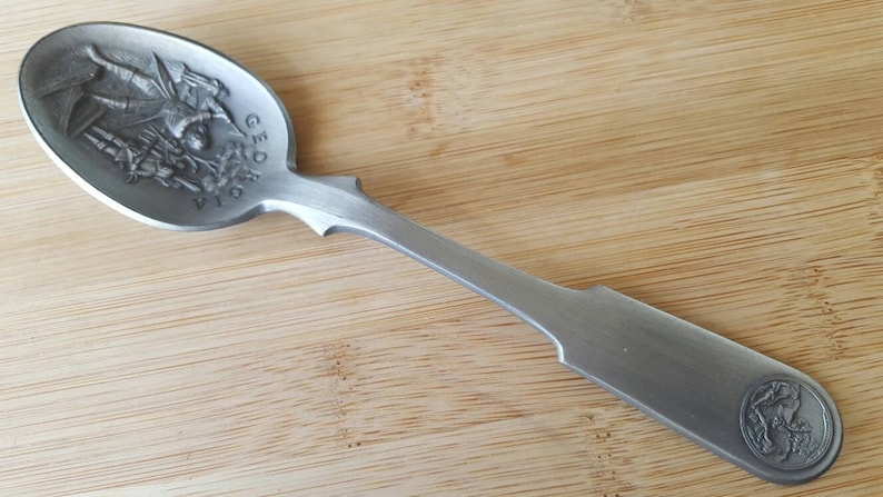 Vintage Collectible Franklin Mint Pewter American Colonies GEORGIA Souvenir Teaspoon 6 58 NIB