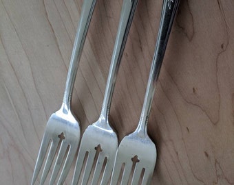Antique TUDOR Silver PLATE 1939 FORTUNE Dessert/Salad Fork 6 1/2", Set of 9