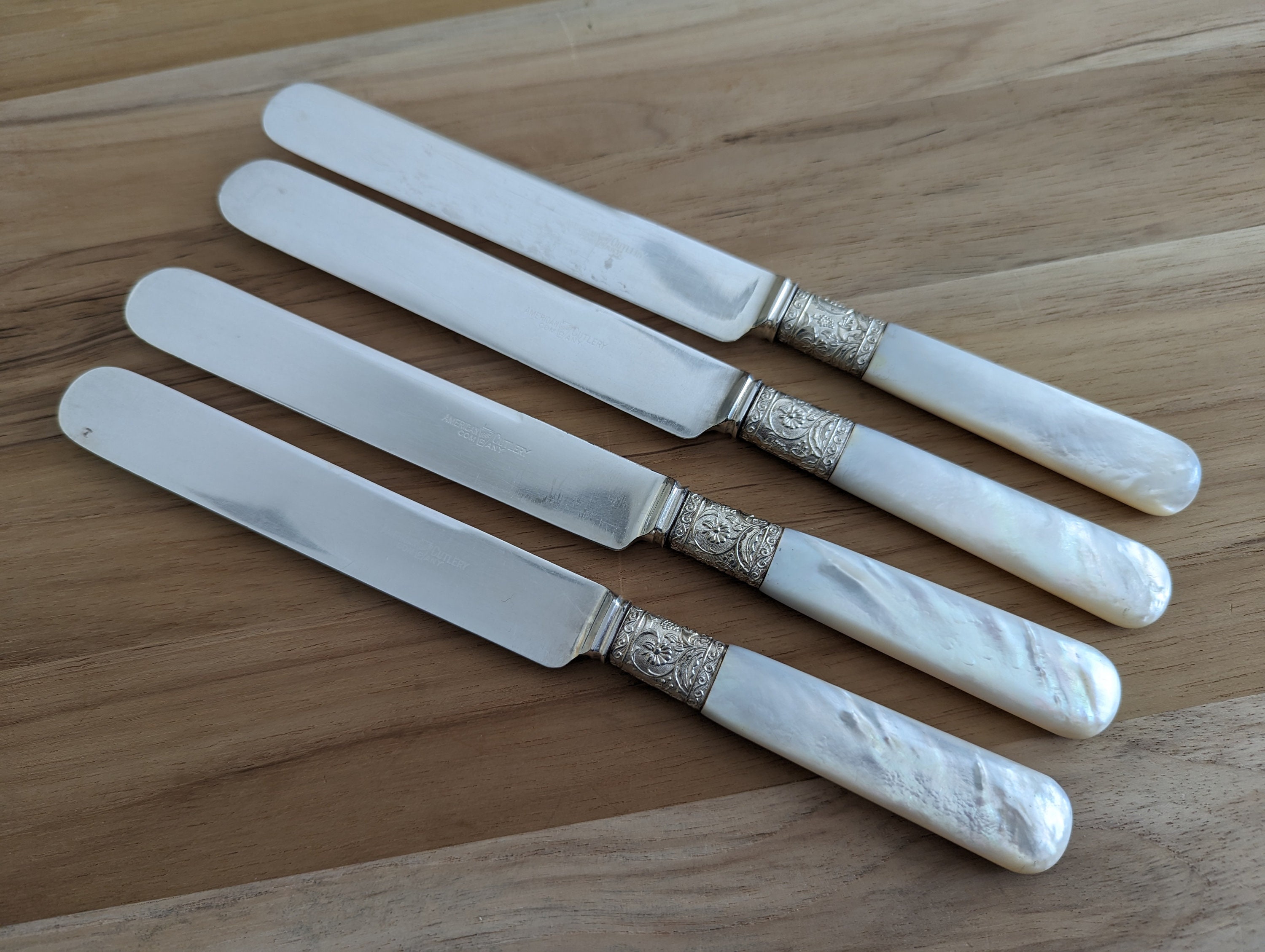 Antique American Cutlery Mother of Pearl & Sterling Handle Old