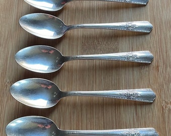 Rare Amazing Vintage Elegant HARMONY HOUSE Silver 1944 MAYTIME Teaspoon 6", Set Of 8