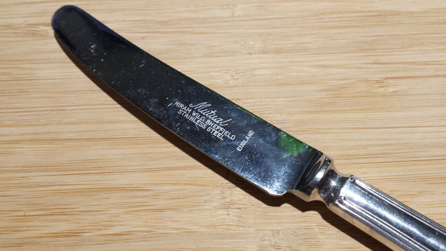 Vintage Mutual HIRAM WILD SHEFFIELD Hollow Dinner Knife 8 1/2
