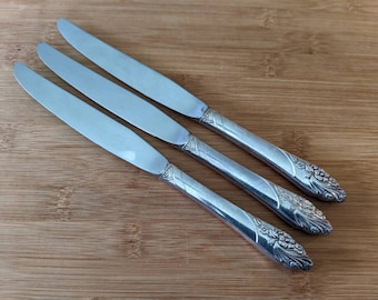 Vintage COMMUNITY 1950 EVENING STAR Modern Hollow Dinner Knife 9 3/8", Set of 9