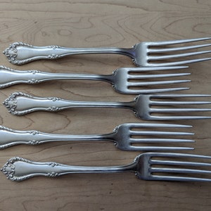 Antike REED & BARTON 1896 CARLTON Menügabeln 18 cm, 5er Set