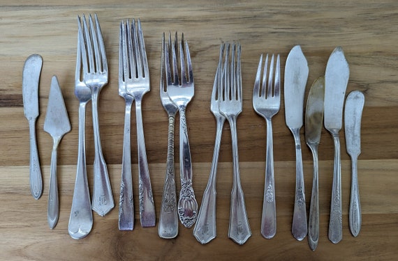 Antique/vintage Silver Plate Mixed Forks, Spoons & Knives Flatware