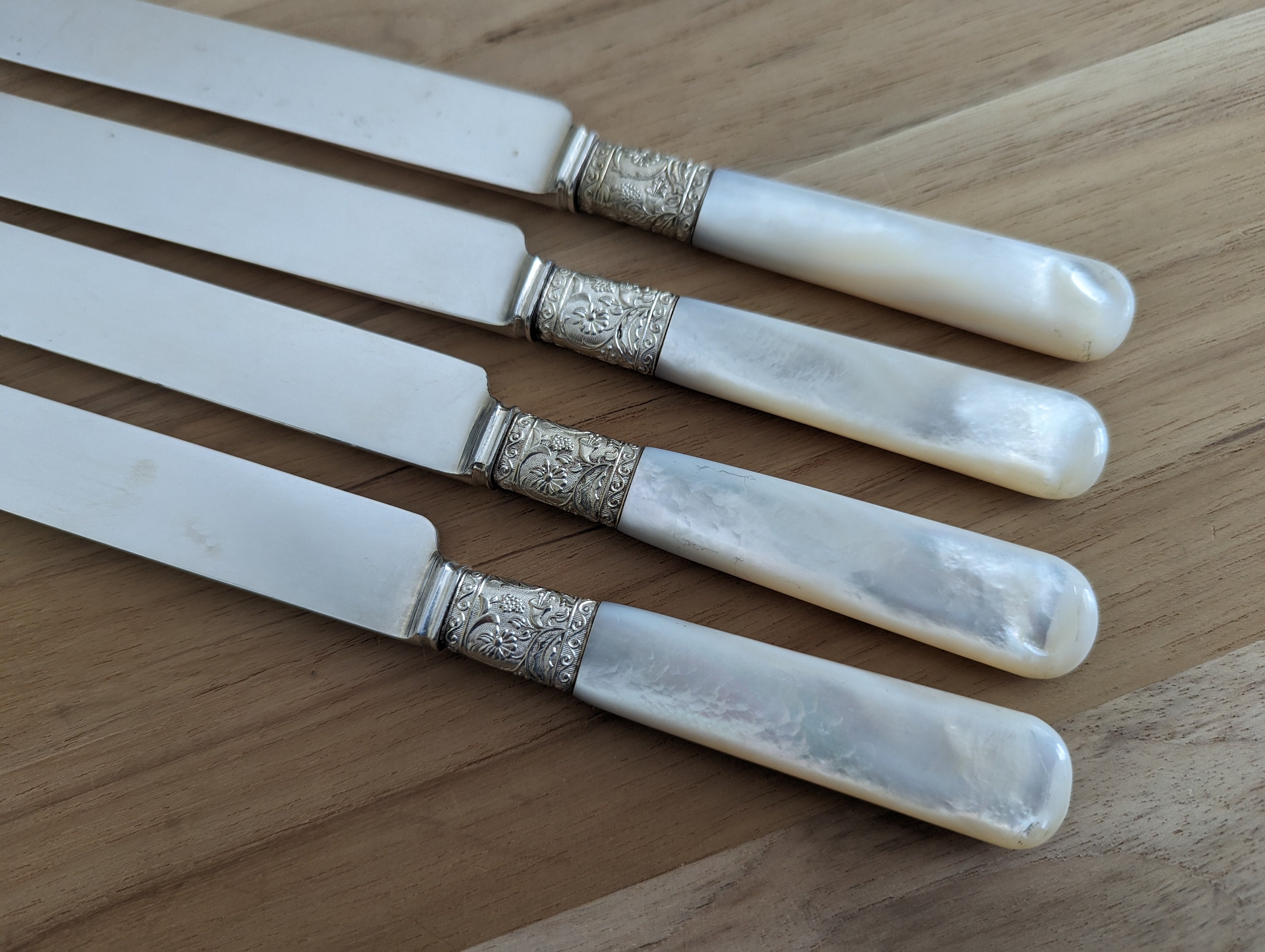 Antique American Cutlery Mother of Pearl & Sterling Handle Old