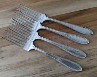 Antique Wm ROGERS 1925 DEBUTANTE Dinner Fork 7 1/2", Set of 4