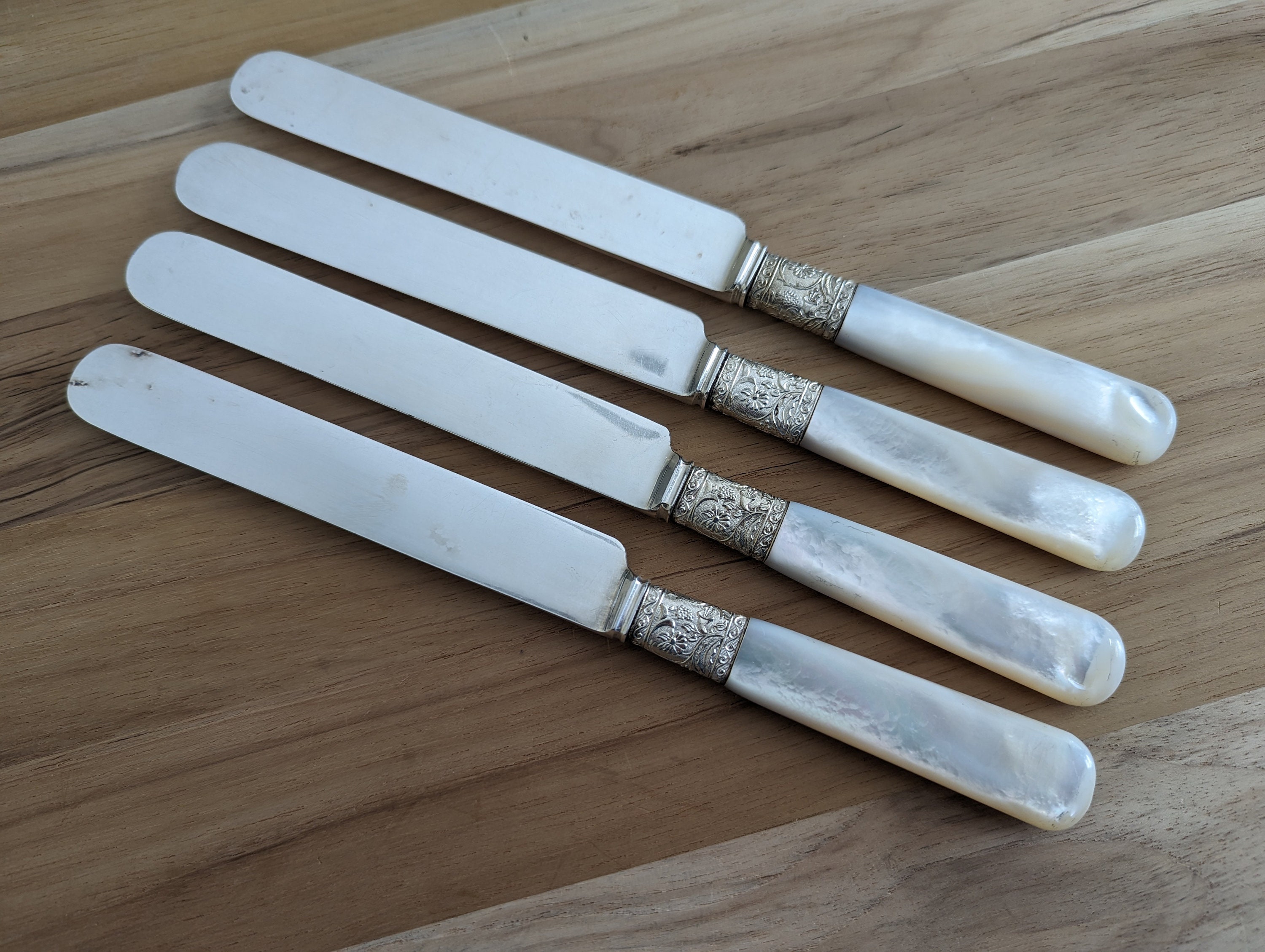 Antique American Cutlery Mother of Pearl & Sterling Handle Old