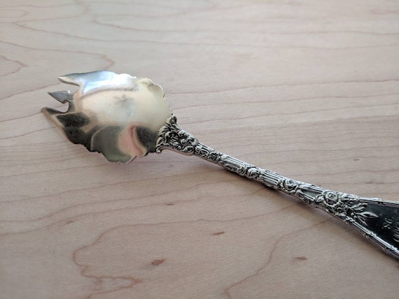 Antique DURGIN Sterling 1897 DAUPHIN Gold Wash Tines Large 