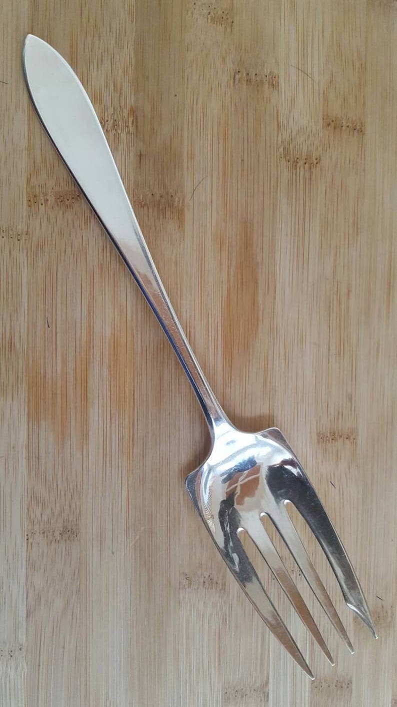 Antique Sterling Silver POINTED ANTIQUE Large BuffetCold Meat Serving Fork 10 14