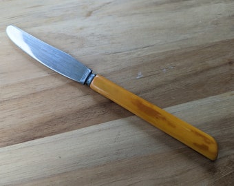 Vintage Washington Forge Butterscotch BAKELITE Mango Rejilla Cena Cuchillo (Viande) 8 1/4"