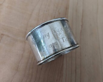 Antique Victorian Silver Plate Elegant Round Napkin Ring/Holder 1 3/4"