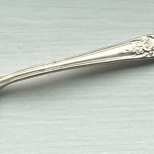 Vintage Wm ROGERS & Son 1954 VICTORIAN ROSE Straight Handle Infant Feeding Spoon 5&quot;