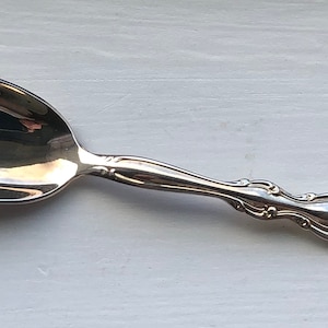 Può includere: Una paletta per gelato d'argento con un manico decorato. La paletta ha una ciotola larga e poco profonda e un design floreale decorativo sul manico.