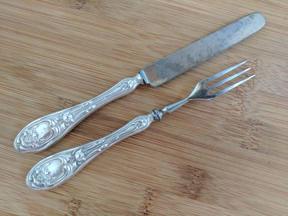 Antique Victorian Sterling Silver Floral Repousse Hollow Handle