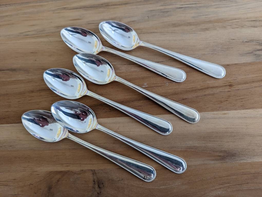 Vintage Collectible Silver Plate 1896 Beaded Teaspoon 5 3/4