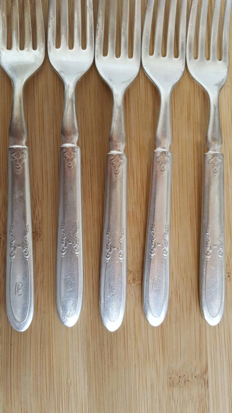 人気 ブランド チェック PANAMA 1915 Silver YOUREX Antique Solid Fork Dinner Indented カトラリー(スプーン等)