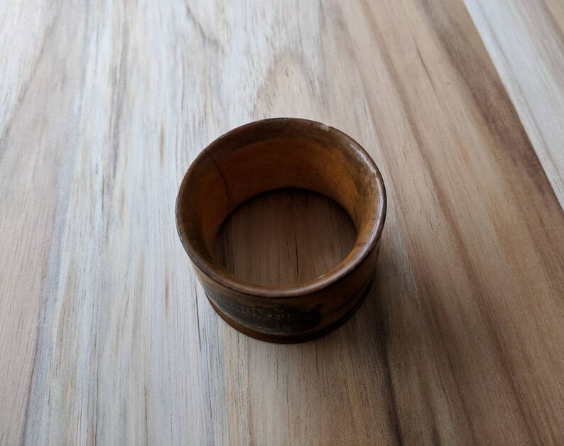 Vintage Collectible Wooden Round Napkin RingHolder UNITED STATES HOTEL Saratoga