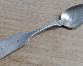 Antique Collectible BENEDICT Coin Silver 1840 FIDDLE Teaspoon 6"