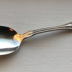 Antique Collectible Silver Plate Floral Wreath Youth Spoon 5"