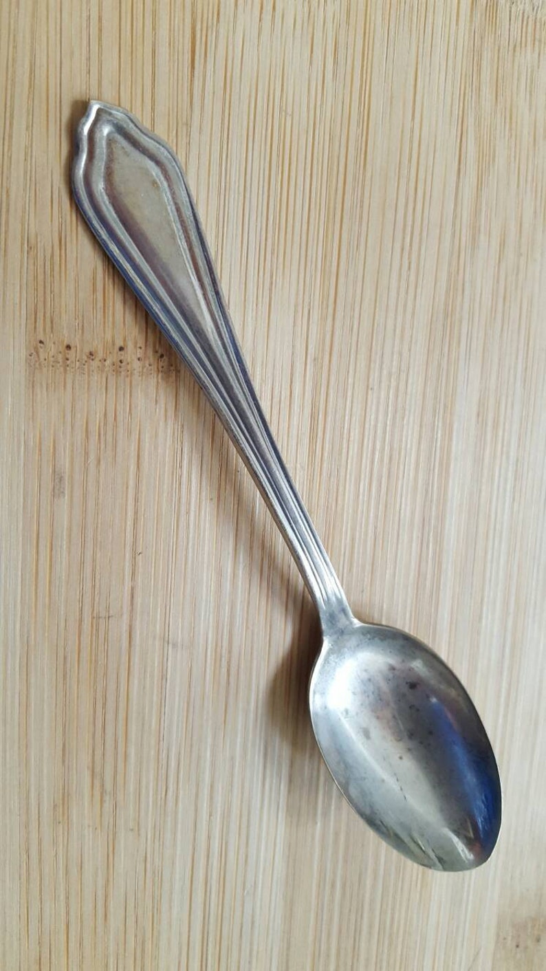 Antique CROWN Silver 1911 MarquetteLa Salle Baby Spoon 4 14