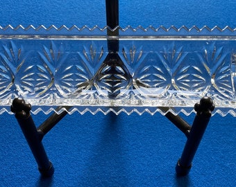 Vintage Crystal RITS TOP Edged Footed Biscuit/Cracker/Relish Basket Dienblad 11 3/4", Engeland