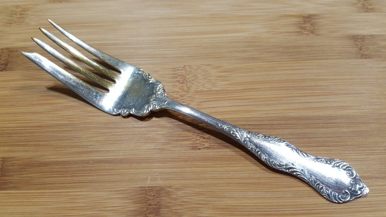 Antique US Silver 1920 THREE BuffetCold Meat Serving Fork 8 14