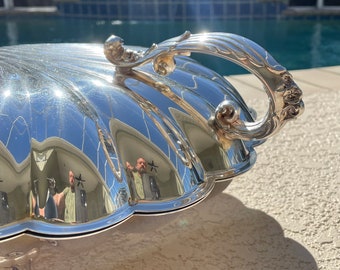 Antique GORGEOUS Collectible LARGE Silver Plate Clam Shell Shaped