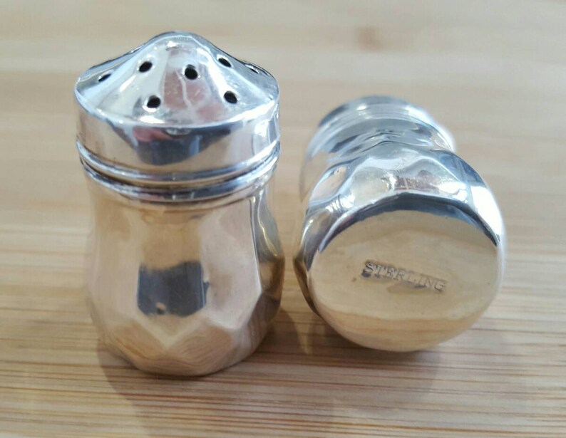 Vintage Sterling Silver Art Deco Individual Salt /& Pepper Shakers Set of 4