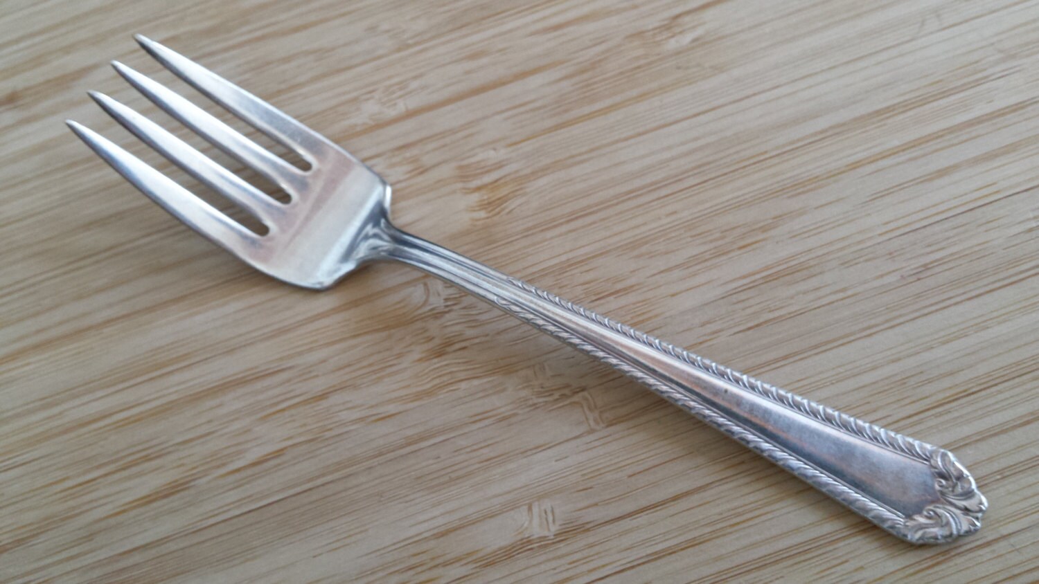 Vintage National Silver 1935 New Gadroon/Lady Rose Salad/Dessert Fork 5 7/8"