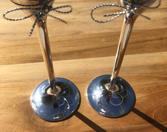Vintage VERA WANG WEDGWOOD Silver Plate Love Knots Crystal Glass