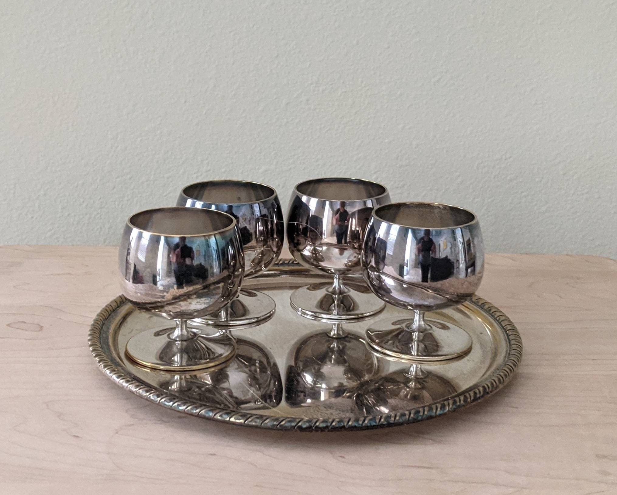 Vintage Gorgeous EL DE UBERTI Silver Plate Footed Cordial Cup