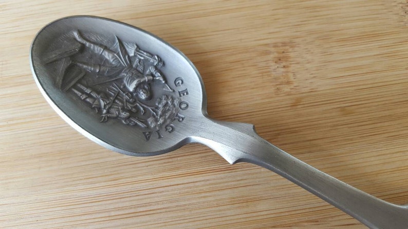Vintage Collectible Franklin Mint Pewter American Colonies GEORGIA Souvenir Teaspoon 6 58 NIB